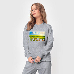 Костюм хлопковый женский Жизнь прожить - не поле, цвет: меланж — фото 2