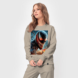 Костюм хлопковый женский Ужасный Веном - неоновое свечение, цвет: миндальный — фото 2