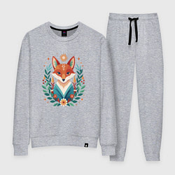 Костюм хлопковый женский Лис с венком из ветвей, цвет: меланж