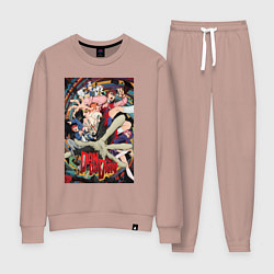 Костюм хлопковый женский Dandadan: All Persons, цвет: пыльно-розовый