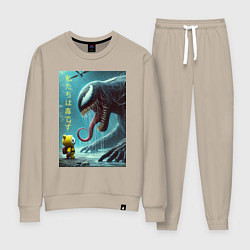 Костюм хлопковый женский Baby and Symbiote - we are a Venom meme, цвет: миндальный