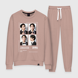Костюм хлопковый женский Jungkook bts 4cut, цвет: пыльно-розовый