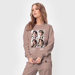 Костюм хлопковый женский Yoongi bts 4cut, цвет: пыльно-розовый — фото 2