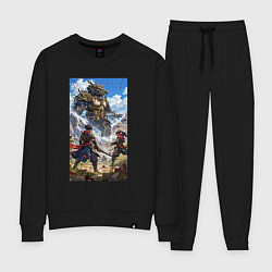 Костюм хлопковый женский Битва героев, цвет: черный