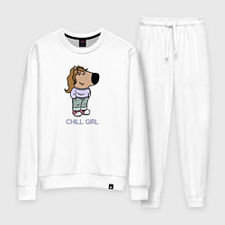 Костюм хлопковый женский Пара - Чилл девушка, цвет: белый