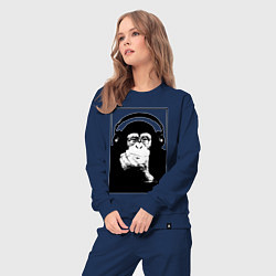 Костюм хлопковый женский Monkey in the headphones, цвет: тёмно-синий — фото 2