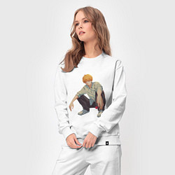 Костюм хлопковый женский Человек-бензопила Денджи чилл, цвет: белый — фото 2