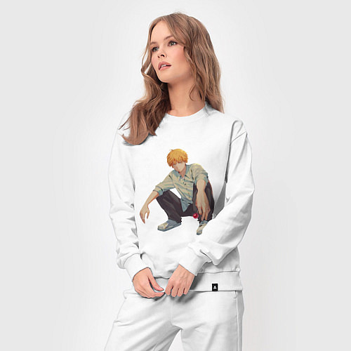 Женский костюм Человек-бензопила Денджи чилл / Белый – фото 3