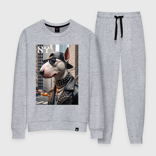 Женский костюм Чувак бультерьер житель Нью-Йорка / Меланж – фото 1
