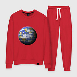 Костюм хлопковый женский Голубая планета, альтернативная, цвет: красный