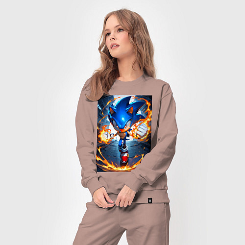 Женский костюм Соник огненные кулаки / Пыльно-розовый – фото 3