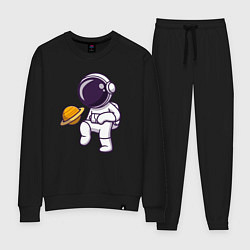 Костюм хлопковый женский Saturn football, цвет: черный
