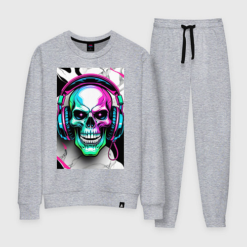 Женский костюм Череп в наушниках / Меланж – фото 1