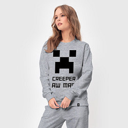 Костюм хлопковый женский Creeper Aw Man, Майнкрафт мем, цвет: меланж — фото 2