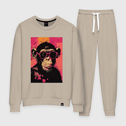 Костюм хлопковый женский Крутая обезьянка, цвет: миндальный