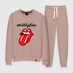 Костюм хлопковый женский Rolling Stones - logo, цвет: пыльно-розовый