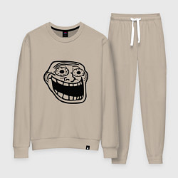Костюм хлопковый женский Омега тролл фейс мем, цвет: миндальный