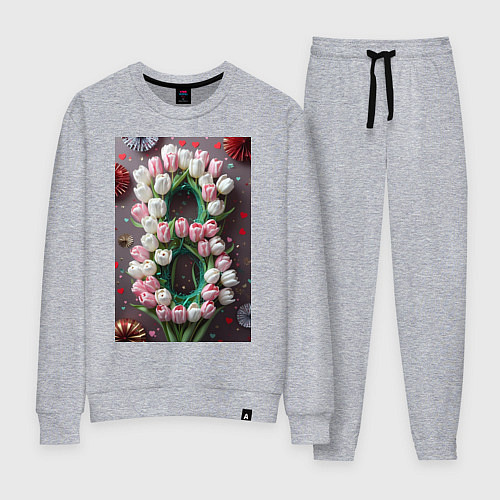 Женский костюм Тюльпаны к празднику 8 марта / Меланж – фото 1