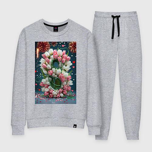 Женский костюм Тюльпаны к празднику 8 марта / Меланж – фото 1