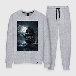 Костюм хлопковый женский Пиратский корабль в шторм, цвет: меланж