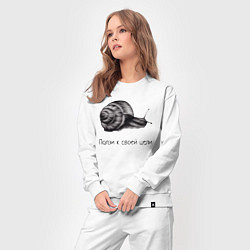 Костюм хлопковый женский Улитка монохром ползет к своей цели, цвет: белый — фото 2