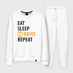 Костюм хлопковый женский Есть спать ехать, цвет: белый