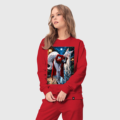 Женский костюм Белоснежная лиса лунной ночью / Красный – фото 3
