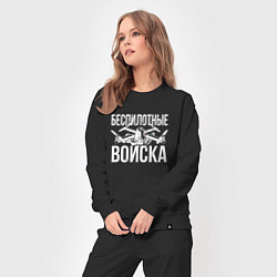 Костюм хлопковый женский Россия - беспилотные войска, цвет: черный — фото 2