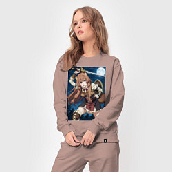 Костюм хлопковый женский Рафталия сражается в ночи, цвет: пыльно-розовый — фото 2