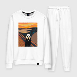 Костюм хлопковый женский Крик картина мунка, цвет: белый