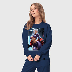 Костюм хлопковый женский Девушка-киллер с пистолетом, цвет: тёмно-синий — фото 2