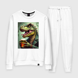 Костюм хлопковый женский Пивозавр с бокалом, цвет: белый