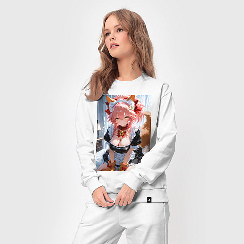 Женский костюм Фейт Тамамо в костюме горничной / Белый – фото 3