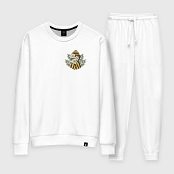 Костюм хлопковый женский 9 мая значок на сердце, цвет: белый