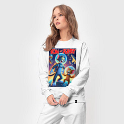 Костюм хлопковый женский Том и Джерри - неоновый космос, цвет: белый — фото 2