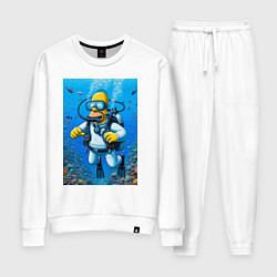 Костюм хлопковый женский Homer diving - ai art fantasy, цвет: белый