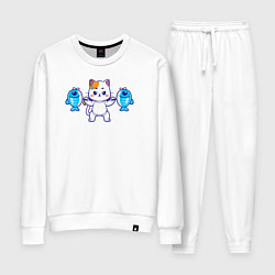 Костюм хлопковый женский Котёнок атлет, цвет: белый