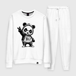 Костюм хлопковый женский Детёныш панды ярый хулиган, цвет: белый