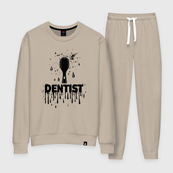 Костюм хлопковый женский Стоматолог зубная щетка, цвет: миндальный