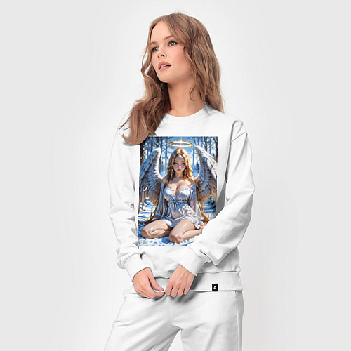 Женский костюм Девушка-ангел на снегу в лесу / Белый – фото 3