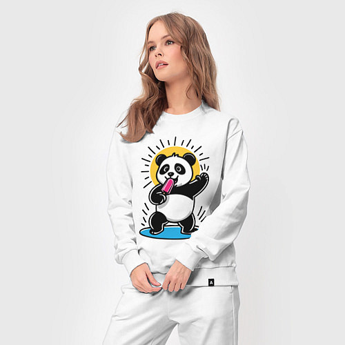 Женский костюм Панда с мороженым в стиле комикса / Белый – фото 3