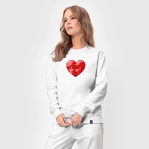 Женский костюм Красное сердце из пазлов / Белый – фото 3