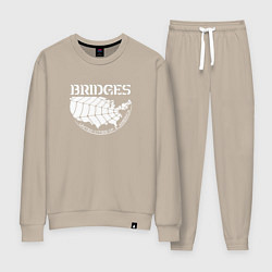 Костюм хлопковый женский Bridges logo, цвет: миндальный