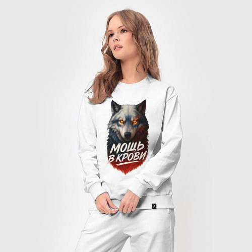 Женский костюм Мощь в крови - русский волк / Белый – фото 3