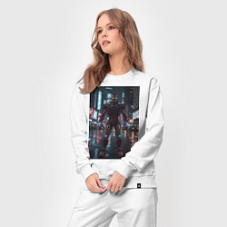 Костюм хлопковый женский Железный человек посреди ночного города, цвет: белый — фото 2