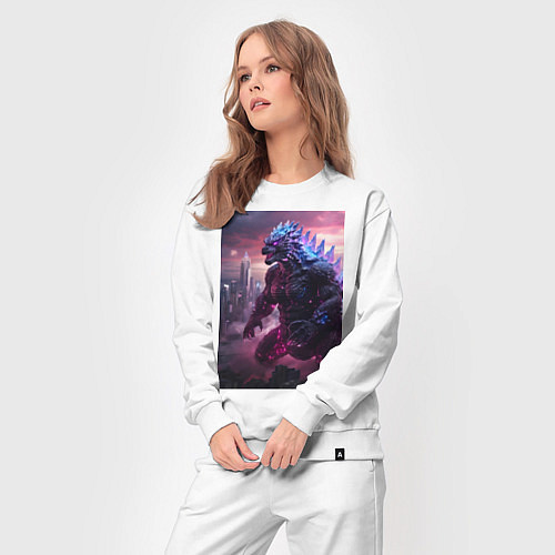 Женский костюм Годзилла посреди мегаполиса / Белый – фото 3