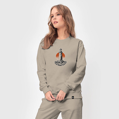 Женский костюм Маяк на фоне заходящего солнца / Миндальный – фото 3