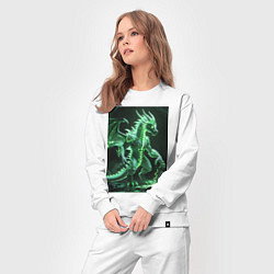 Костюм хлопковый женский Зеленый магический дракон, цвет: белый — фото 2