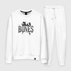 Костюм хлопковый женский Bones лого из дыма, цвет: белый