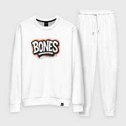 Костюм хлопковый женский Bones уличный логотип, цвет: белый